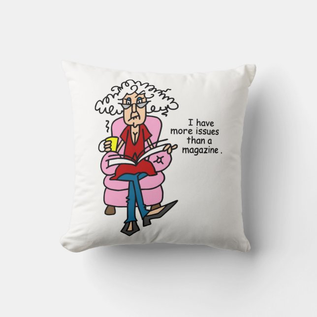More Issues Than a Magazine Humour Cushion (Front)