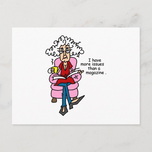 More Issues Than a Magazine Humour Postcard (Front)