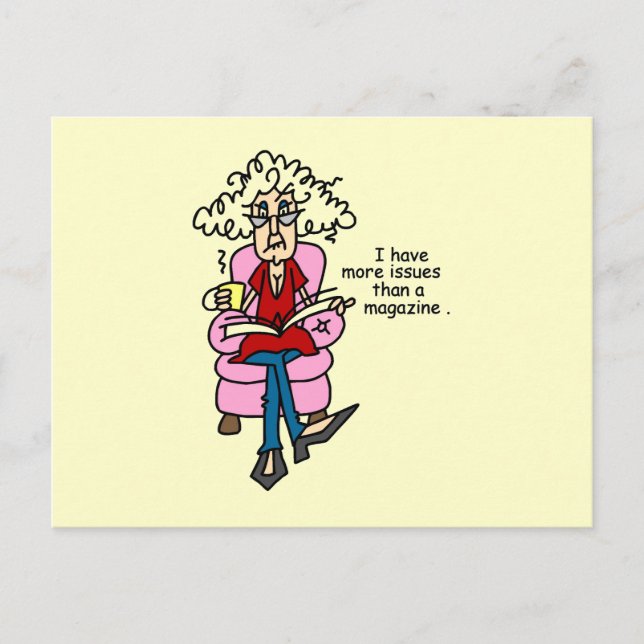 More Issues Than a Magazine Humour Postcard (Front)