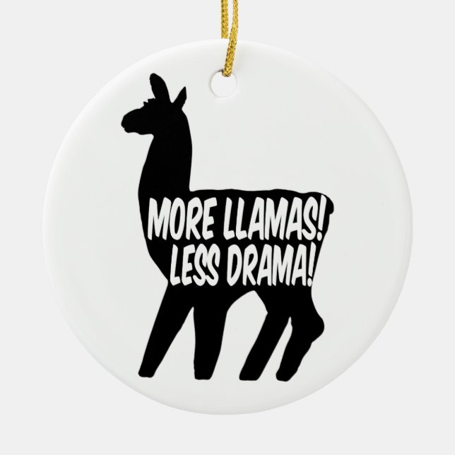 More Llamas Less Drama Ceramic Tree Decoration (Front)