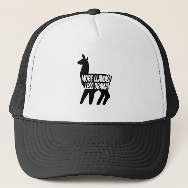 More Llamas Less Drama Trucker Hat (Front)