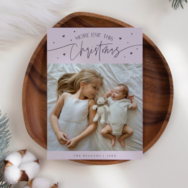 More Love This Christmas Purple Photo Birth Announcement (Creator Uploaded)
