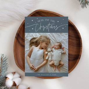 More Love This Christmas Slate Blue Photo Birth Announcement