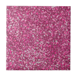 More Mellow Magenta Pink Colour Faux Glitter Ceramic Tile