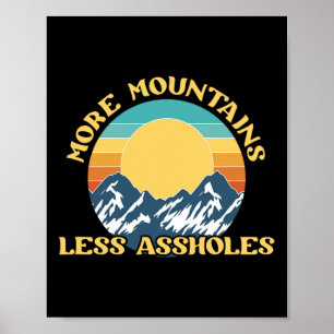 More Mountains Less Holes Vintage Sunset Hiking Ca Poster