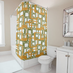 More Open Mid-Century Modern Rectangles Again Shower Curtain