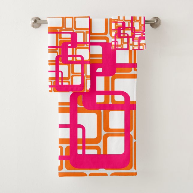 More Open Mid-Century Modern Rectangles Bath Towel Set (Insitu)