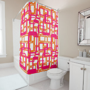 More Open Mid-Century Modern Rectangles Shower Curtain