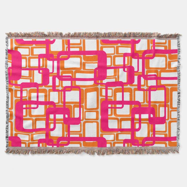 More Open Mid-Century Modern Rectangles Throw Blanket (Front)