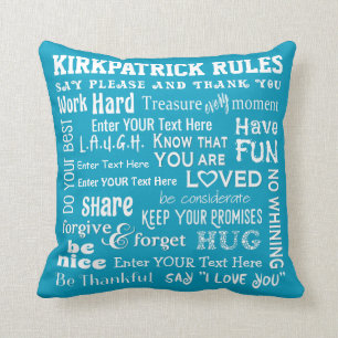 More Personalised "Family Rules" w/ Your Colour Cushion
