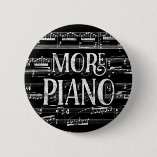 More Piano Chalkboard - Black White Music 6 Cm Round Badge