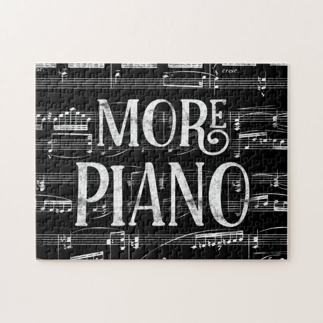 More Piano Chalkboard - Black White Music Jigsaw Puzzle (Horizontal)