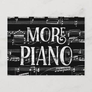 More Piano Chalkboard - Black White Music Postcard