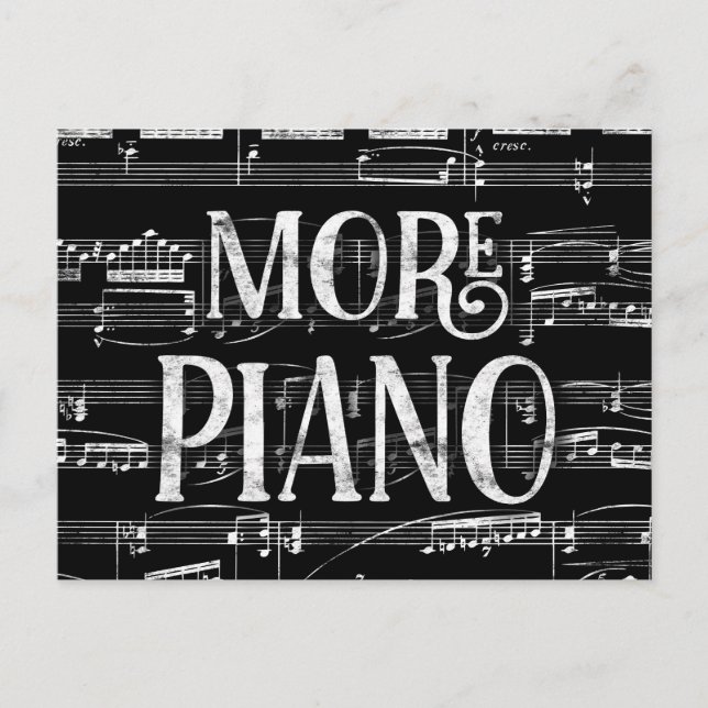 More Piano Chalkboard - Black White Music Postcard (Front)