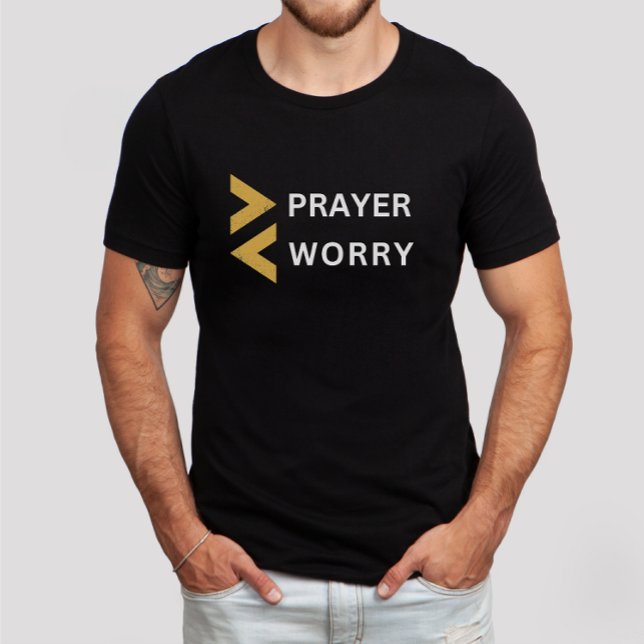 More Prayer Less Worry Minimalist Christian Faith T-Shirt (Creator Uploaded)