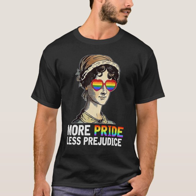 More Pride Less Prejudice LGBT Gay Pride Month Pro T-Shirt (Front)