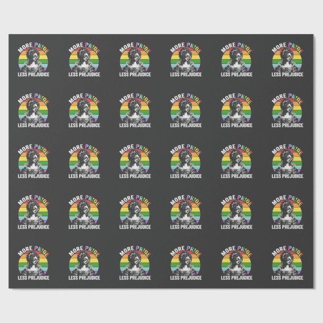 More Pride Less Prejudice LGBT Gay Pride Month Wrapping Paper (Flat)