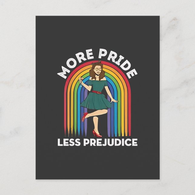 More Pride Less Prejudice LGBT Pride Month  Announcement Postcard (Front)