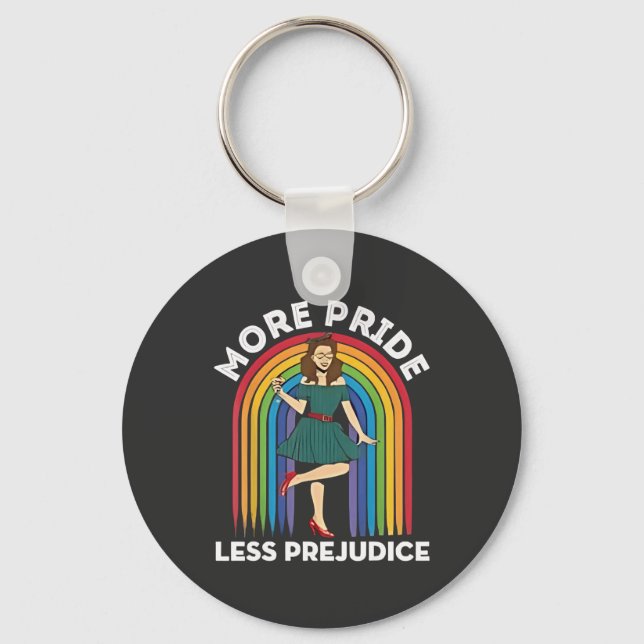 More Pride Less Prejudice LGBT Pride Month  Key Ring (Front)