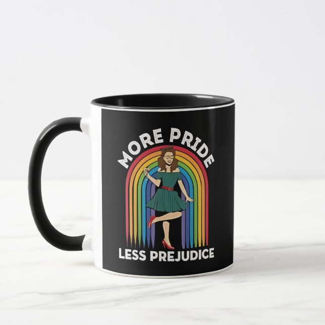 More Pride Less Prejudice LGBT Pride Month  Mug (Left)