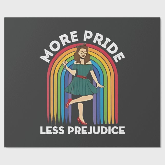 More Pride Less Prejudice LGBT Pride Month  Wrapping Paper (Flat)