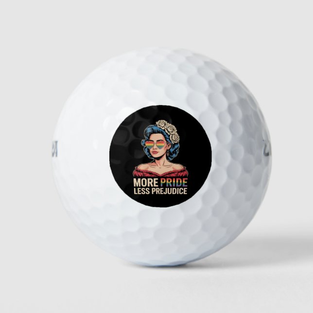 More Pride Less Prejudice LGBTQ Pride Ally Rainbow Golf Balls (Front)