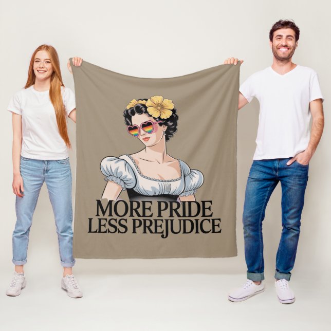 More Pride Less Prejudice LGBTQ Proud Ally Pride Fleece Blanket (In Situ)