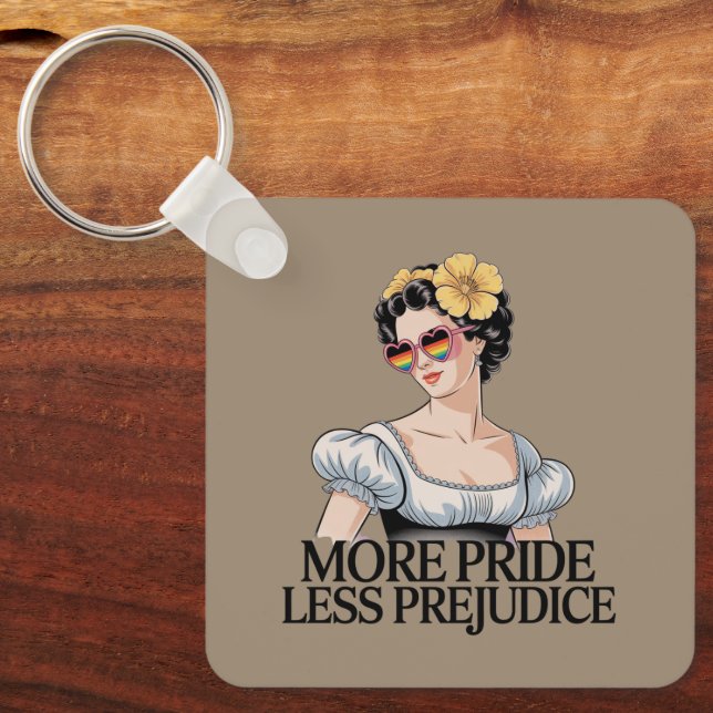 More Pride Less Prejudice LGBTQ Proud Ally Pride Key Ring (Front)