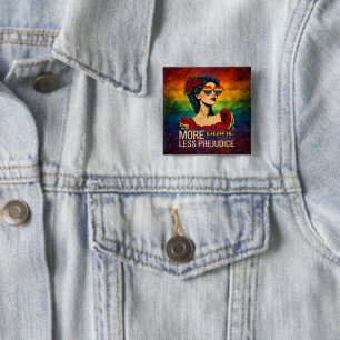 More Pride Less Prejudice Pride Month LGBTQ 15 Cm Square Badge