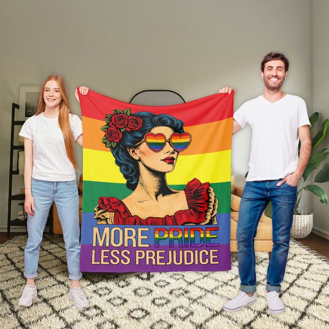 More Pride Less Prejudice Pride Month LGBTQ Fleece Blanket (Creator Uploaded)