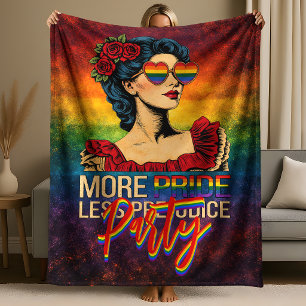 More Pride Less Prejudice Pride Month LGBTQ Fleece Blanket