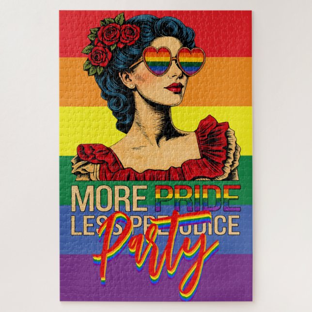 More Pride Less Prejudice Pride Month LGBTQ Jigsaw Puzzle (Vertical)