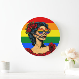 More Pride Less Prejudice Pride Month LGBTQ Large Clock