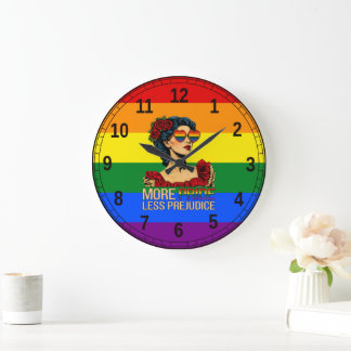 More Pride Less Prejudice Pride Month LGBTQ Large Clock