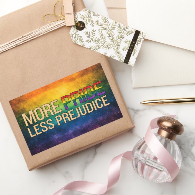 More Pride Less Prejudice Pride Month LGBTQ Rectangular Sticker (Gifting)