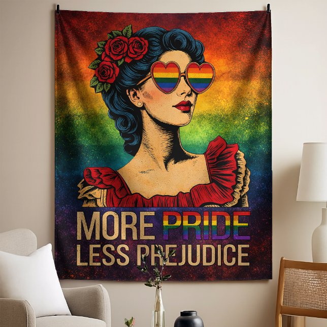 More Pride Less Prejudice Pride Month LGBTQ Tapestry (Creator Uploaded)