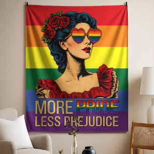 More Pride Less Prejudice Pride Month LGBTQ Tapestry