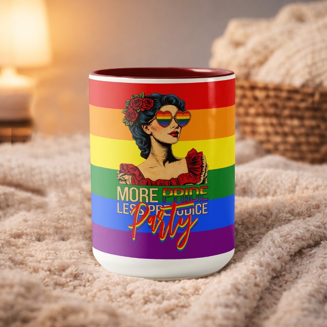 More Pride Less Prejudice Pride Month LGBTQ Two-Tone Coffee Mug (Creator Uploaded)