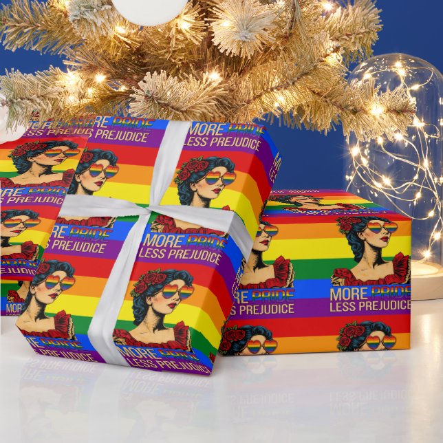 More Pride Less Prejudice Pride Month LGBTQ Wrapping Paper (Holidays)