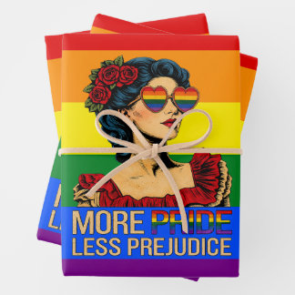 More Pride Less Prejudice Pride Month LGBTQ Wrapping Paper Sheet