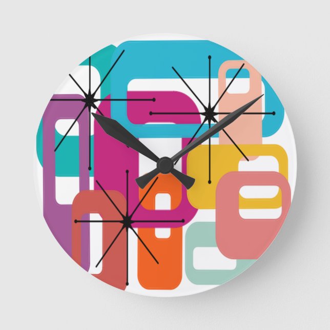 More Rectangles and Starbursts Round Clock (Front)