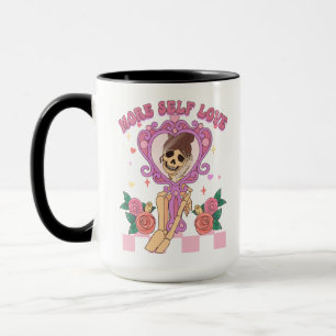 More Self Love Valentine Skeleton Selfie Retro Mug