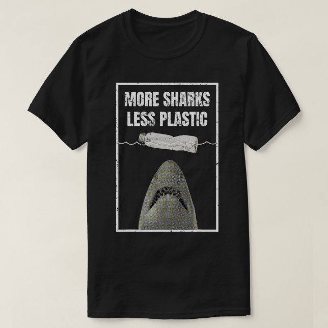 More Sharks Less Plastic Conservation Surf  T-Shirt (Design Front)