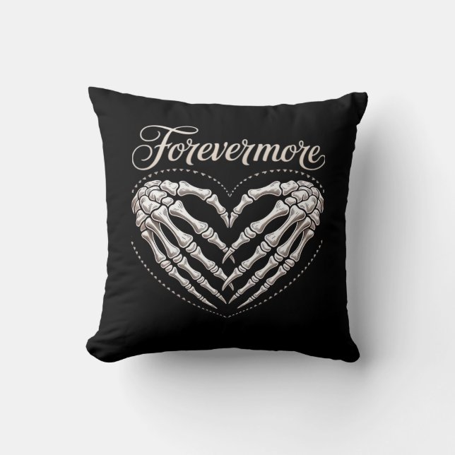 More Skeleton Hands Heart Gothic Halloween Cushion (Front)