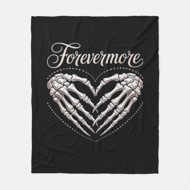 More Skeleton Hands Heart Gothic Halloween Fleece Blanket (Front)