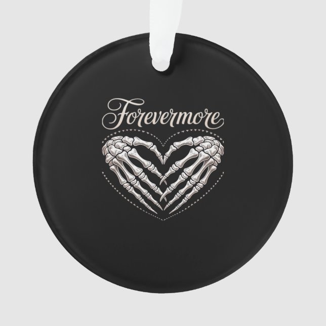 More Skeleton Hands Heart Gothic Halloween Ornament (Front)
