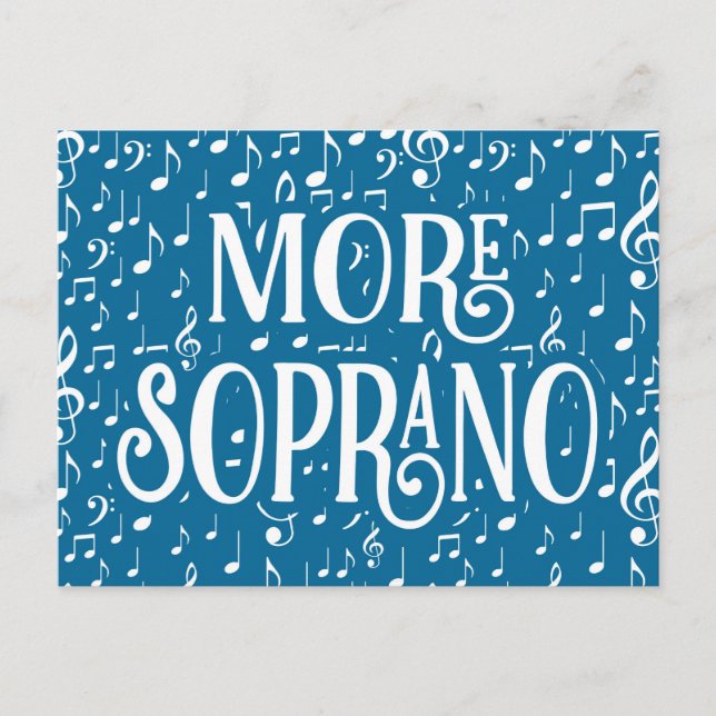 More Soprano - Blue White Singer Postcard (Front)