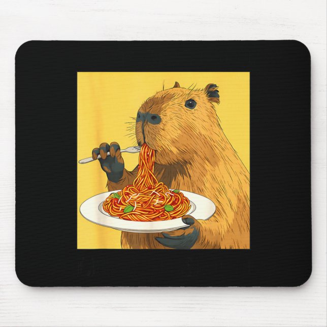 More Spaghetti Less Upsetti Capybara Illustration Mouse Pad (Front)