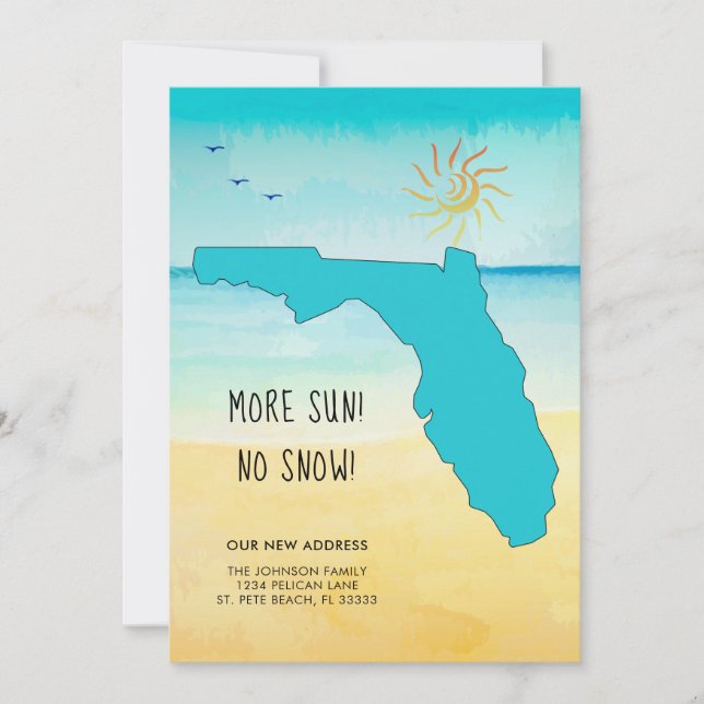 More Sun! No Snow! New Home in Florida Announcement (Front)