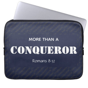MORE THAN A CONQUEROR Motivational Christian Laptop Sleeve